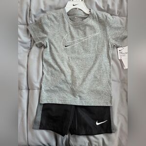 Nike Heather Gray Tee and Black Shorts Set